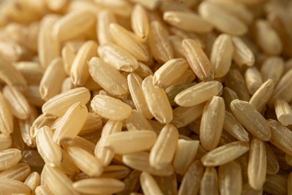 Whole grain rice macro photo